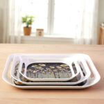 Honey Serving Tray Set – Elegant Golden Leaf Design with Handles (Dishwasher Safe, Durable Material)