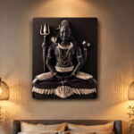Lord Shiva Wall Frame – 22cm × 17cm Black & Gold Meditative Sculpture - Image 2