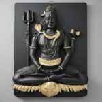 Lord Shiva Wall Frame – 22cm × 17cm Black & Gold Meditative Sculpture