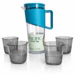 PACIFIC Juice Jug Set – 2000ml Jug with 4 Glasses (BPA Free, Durable, Tight Lid)
