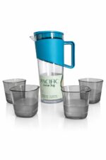 PACIFIC Juice Jug Set – 2000ml Jug with 4 Glasses (BPA Free, Durable, Tight Lid)
