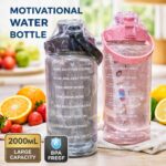 2-Litre Motivational Water Bottle with Time Marker & Straw | 2000ml Large Capacity BPA-Free Sports Bottle | Leak-Proof Gym Bottle for Fitness, Workout & Outdoor Activities - Image 3