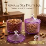 Diamond Premium Crystal-Clear Dry Fruit Jar Set of 2 | 500ml Food-Grade Airtight Storage Containers | BPA-Free & Non-Toxic Decorative Serving Jars for Snacks, Treats & Gifting - Image 2