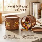 Milano 500ml Airtight Container Set of 2 | Premium Rattan Design Food Storage Jars for Kitchen | BPA-Free, Leak-Proof & Microwave Safe Spice & Snack Organizer