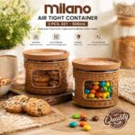 Milano 500ml Airtight Container Set of 2 | Premium Rattan Design Food Storage Jars for Kitchen | BPA-Free, Leak-Proof & Microwave Safe Spice & Snack Organizer - Image 2