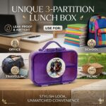 Premium Bento Lunch Box for Kids & Adults – 3 Compartment Leak-Proof Meal Prep Container with Matching Spoon | BPA-Free, Food Grade & Freezer Safe - Image 2