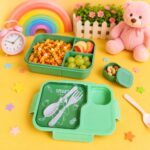 Smarty Lunch Box for Kids – Leakproof 3-Compartment Bento Box with Spoon, Fork, and Snack Container – BPA-Free Tiffin for School and Picnics - Image 3