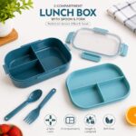 Carry Fresh 3-Compartment Leakproof Lunch Box with Spoon & Fork – BPA-Free Airtight Tiffin for School, Office & Travel