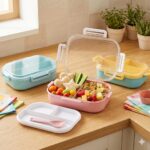 Carry Fresh 3-Compartment Leakproof Lunch Box with Spoon & Fork – BPA-Free Airtight Tiffin for School, Office & Travel - Image 5